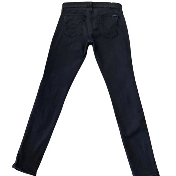 Hudson Ava Super Skinny Black Wash Jeans With Lambs Leather Tuxedo Stripe Sz. 27 - Picture 6 of 11